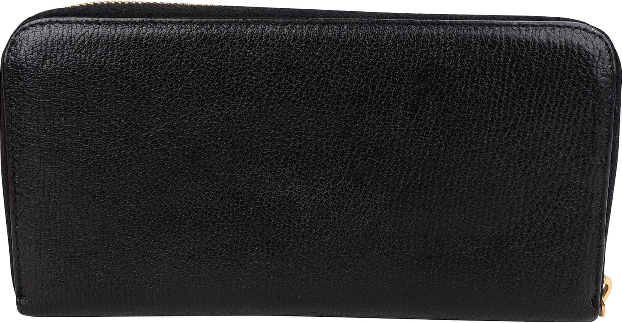 Miu Miu Black Leather Zip Around Wallet Zwart