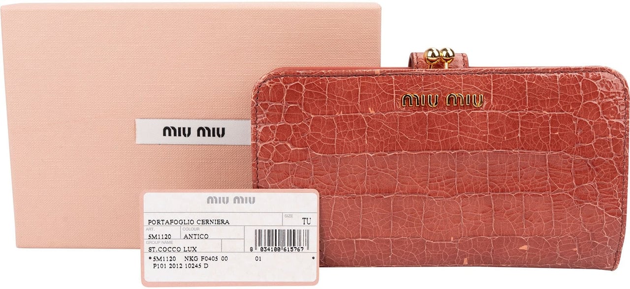 Miu Miu Cocco Craquelé Leather Kisslock Wallet Divers