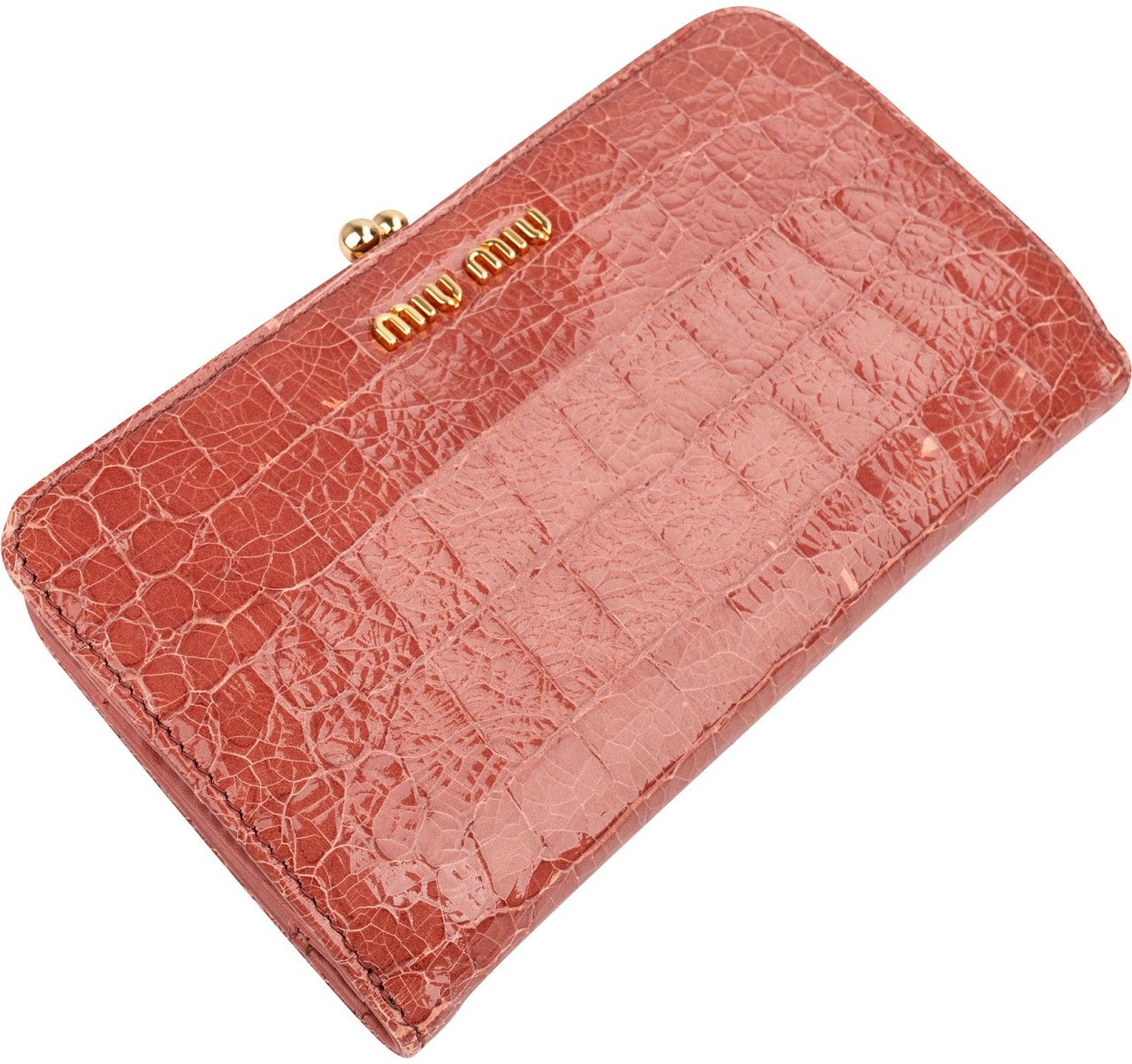 Miu Miu Cocco Craquelé Leather Kisslock Wallet Divers
