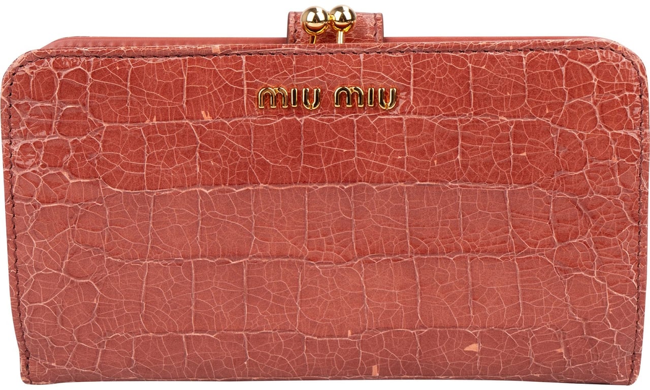Miu Miu Cocco Craquelé Leather Kisslock Wallet Divers