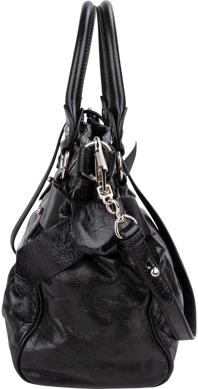 Miu Miu Vitello Lux Leather Handbag Zwart