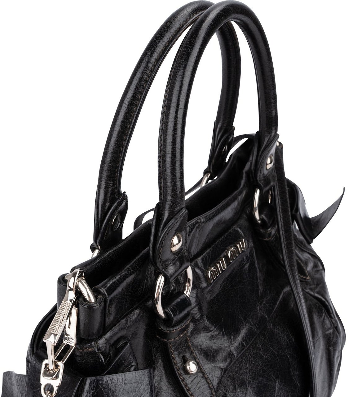 Miu Miu Vitello Lux Leather Handbag Zwart