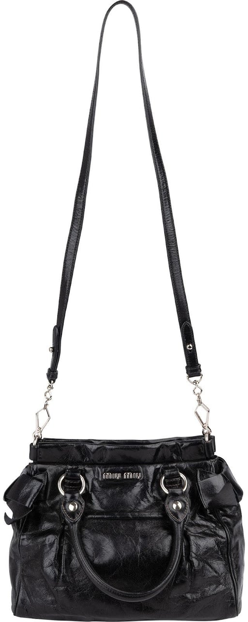 Miu Miu Vitello Lux Leather Handbag Zwart