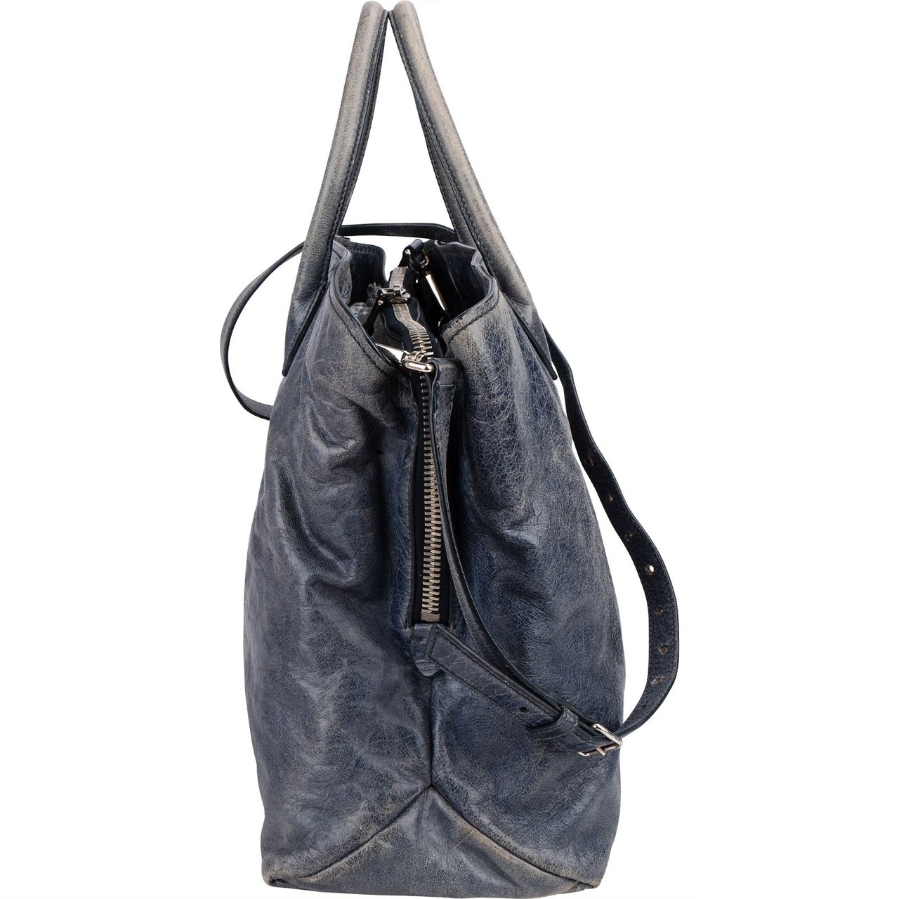 Miu Miu Bluelette Vitello Shine Leather Tote Handbag Blauw