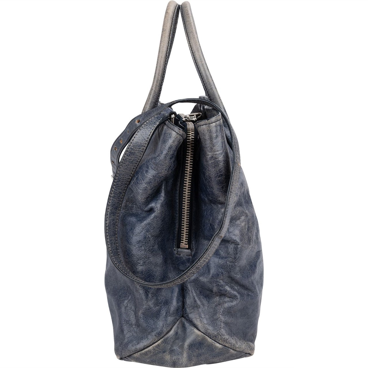 Miu Miu Bluelette Vitello Shine Leather Tote Handbag Blauw