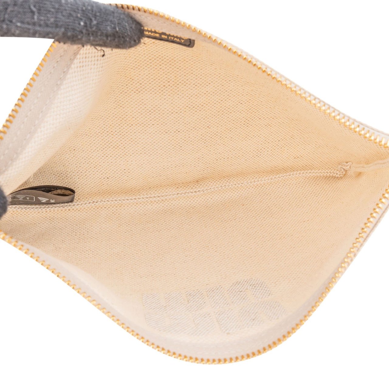 Miu Miu Chic Canvas Emblem Pouch Bag Wit