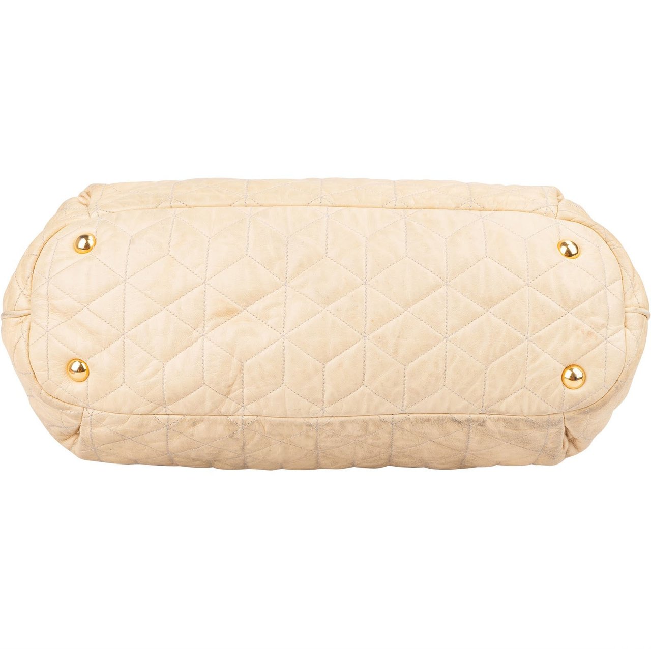 Miu Miu Quilted Leather Bowler Handbag Beige