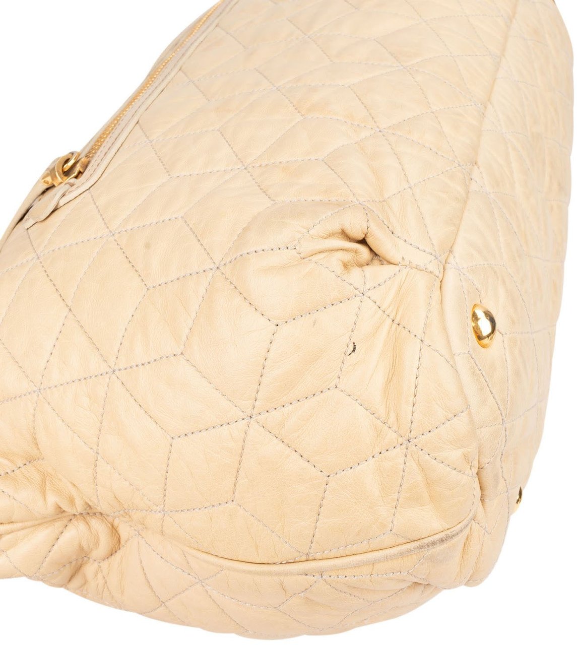 Miu Miu Quilted Leather Bowler Handbag Beige