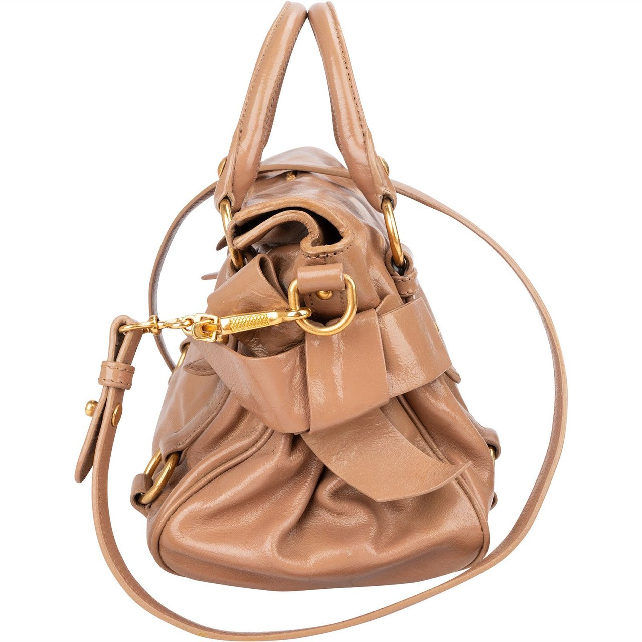 Miu Miu Vitello Lux Leather Bow Handbag Roze