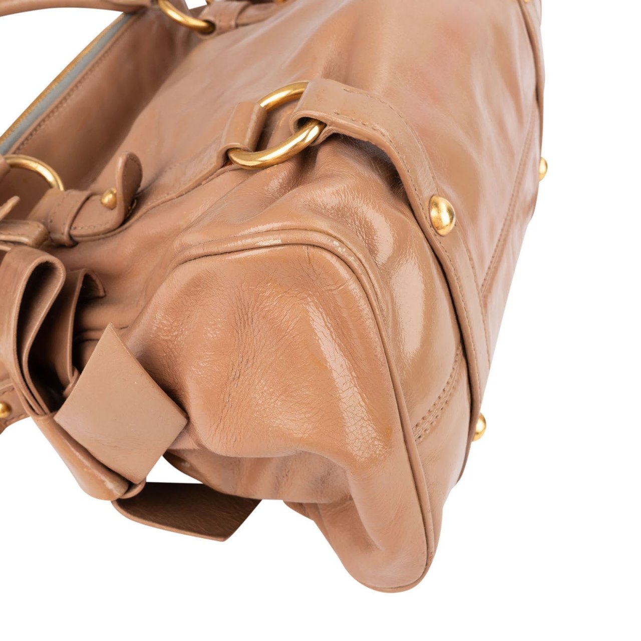 Miu Miu Vitello Lux Leather Bow Handbag Roze