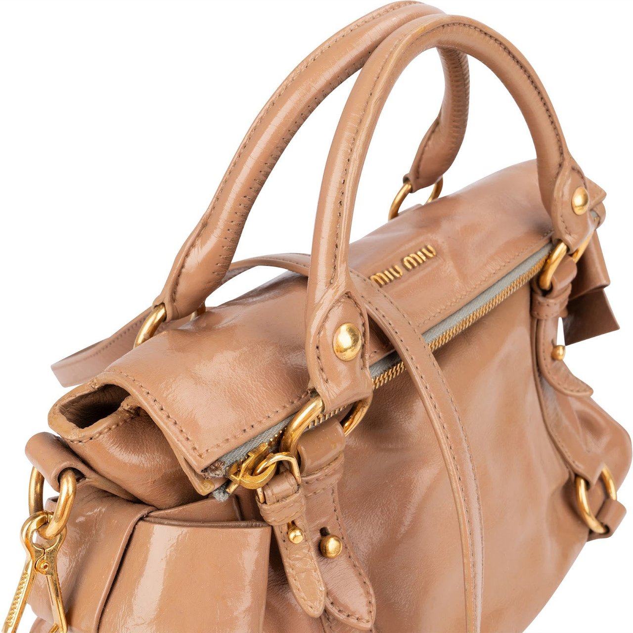 Miu Miu Vitello Lux Leather Bow Handbag Roze