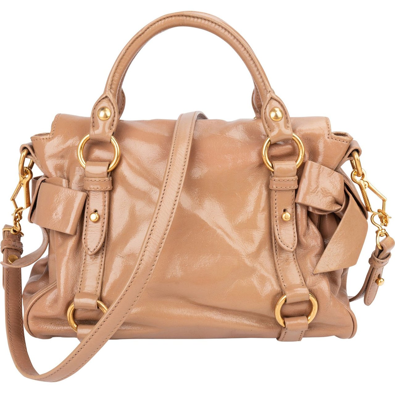 Miu Miu Vitello Lux Leather Bow Handbag Roze