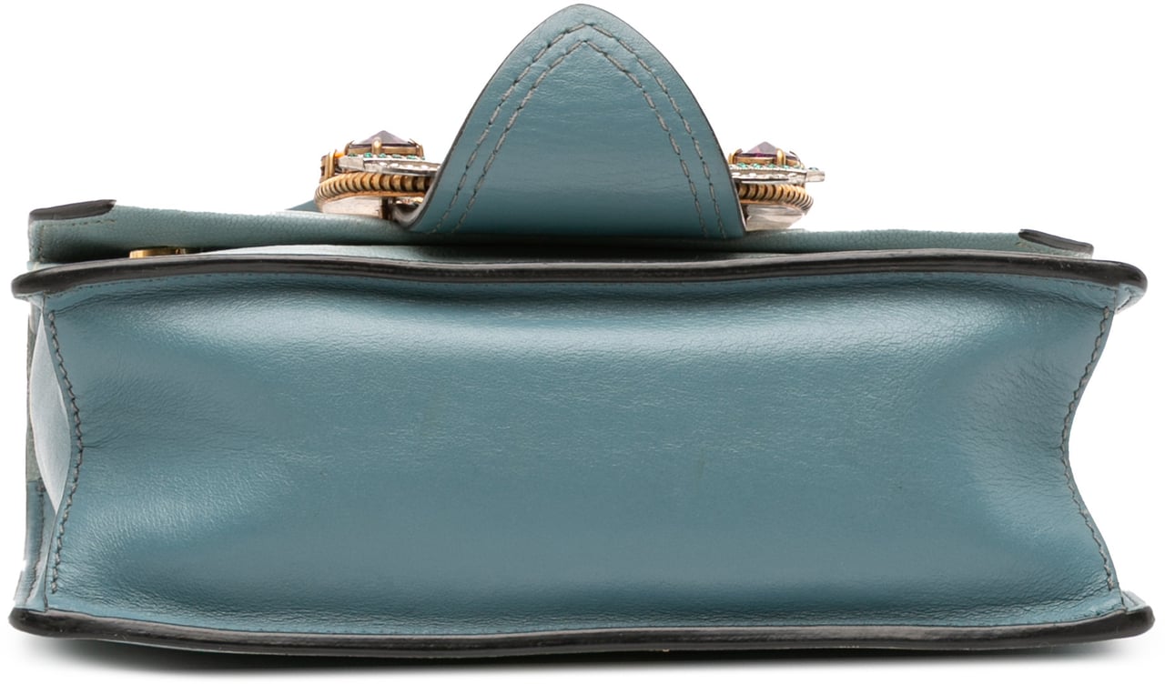 Miu Miu Goatskin Madras Soft Calf Crystal Embellished Crossbody Blauw