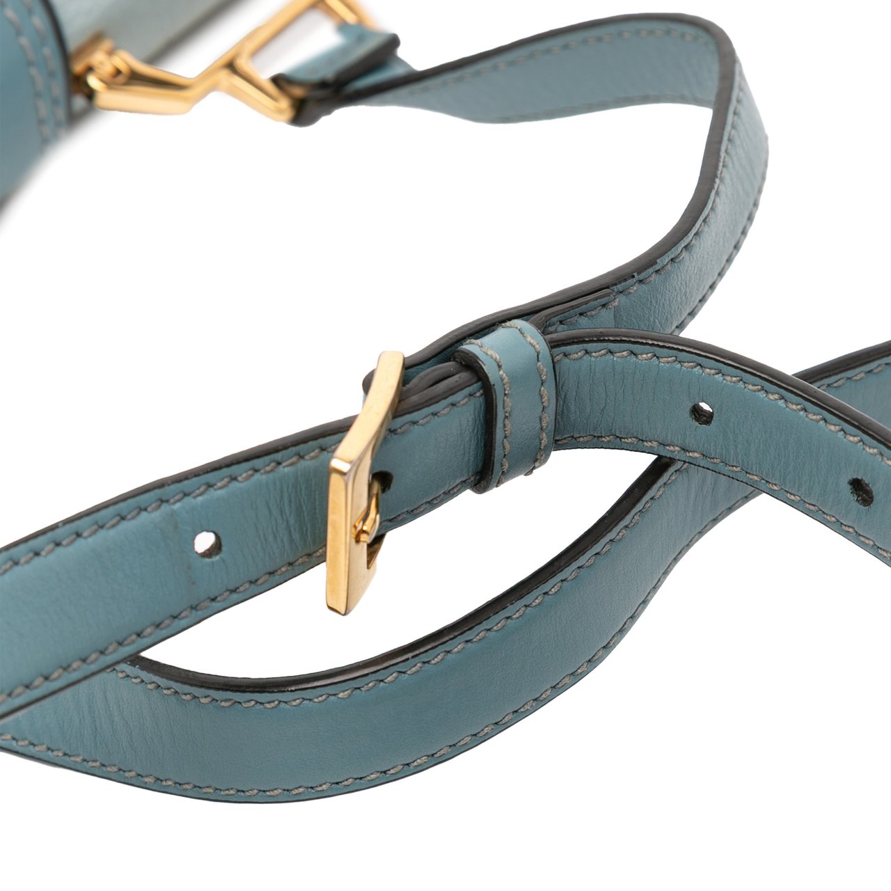 Miu Miu Goatskin Madras Soft Calf Crystal Embellished Crossbody Blauw