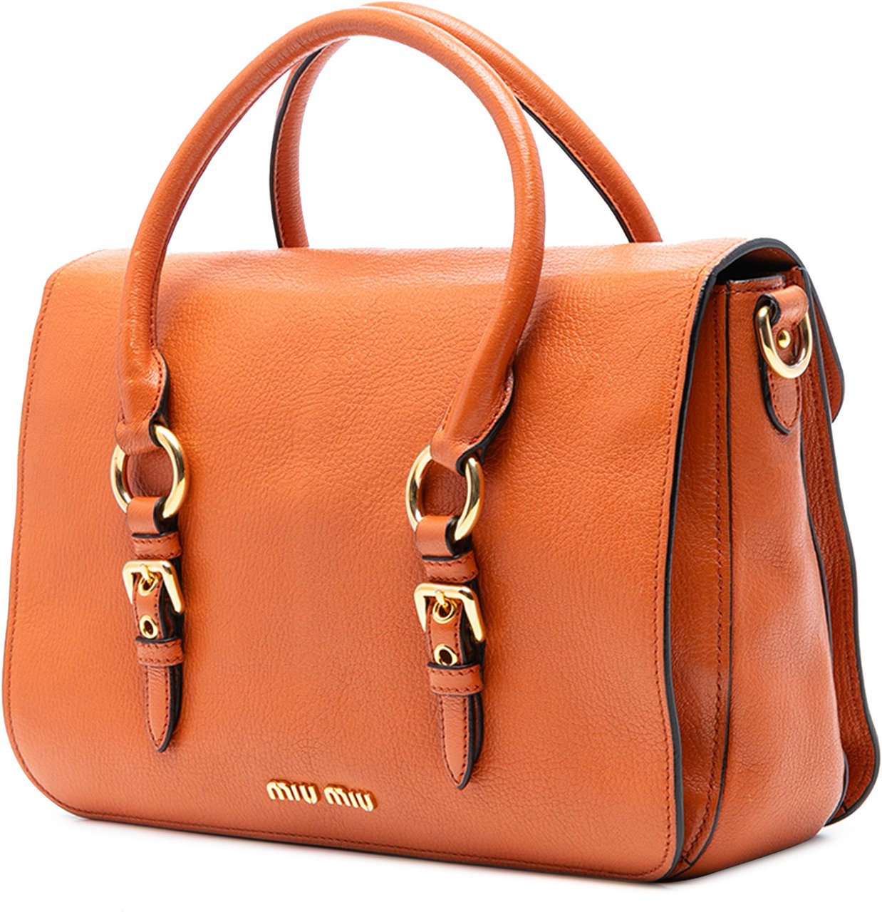 Miu Miu Goatskin Madras Flap Satchel Oranje