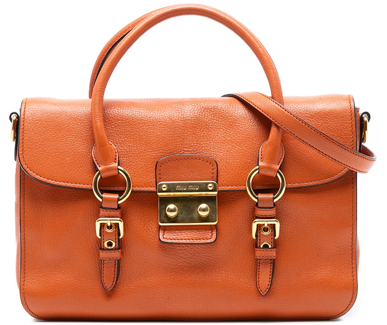 Miu Miu Goatskin Madras Flap Satchel Oranje