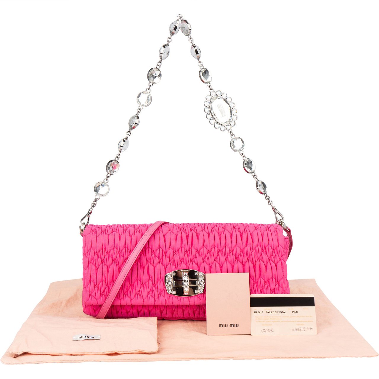 Miu Miu Miu Miu Quilted Crystal Shoulder Bag Roze