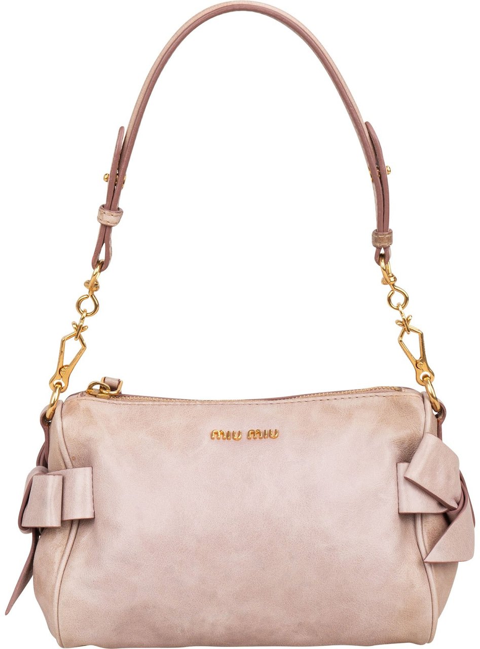 Miu Miu Vitello Lux Bow Pochette Shoulder Bag Rood