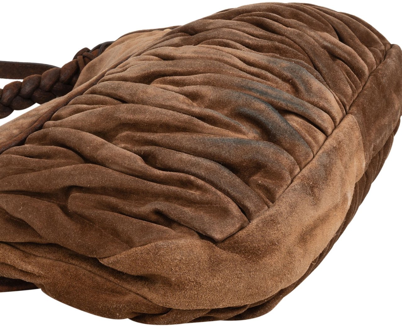 Miu Miu Brown Suede Leather Coffer City Handbag Bruin