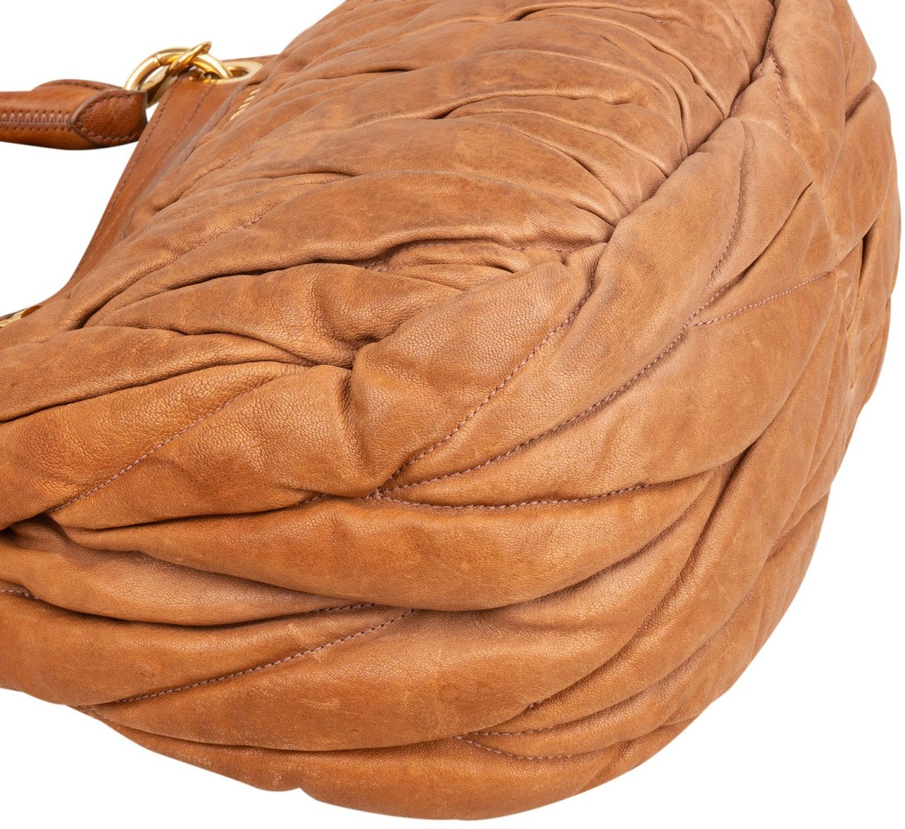 Miu Miu Brown Matelasse Leather Coffer City Handbag Bruin