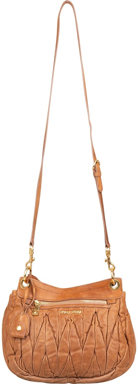 Miu Miu Brown Matelasse Leather Coffer City Handbag Bruin
