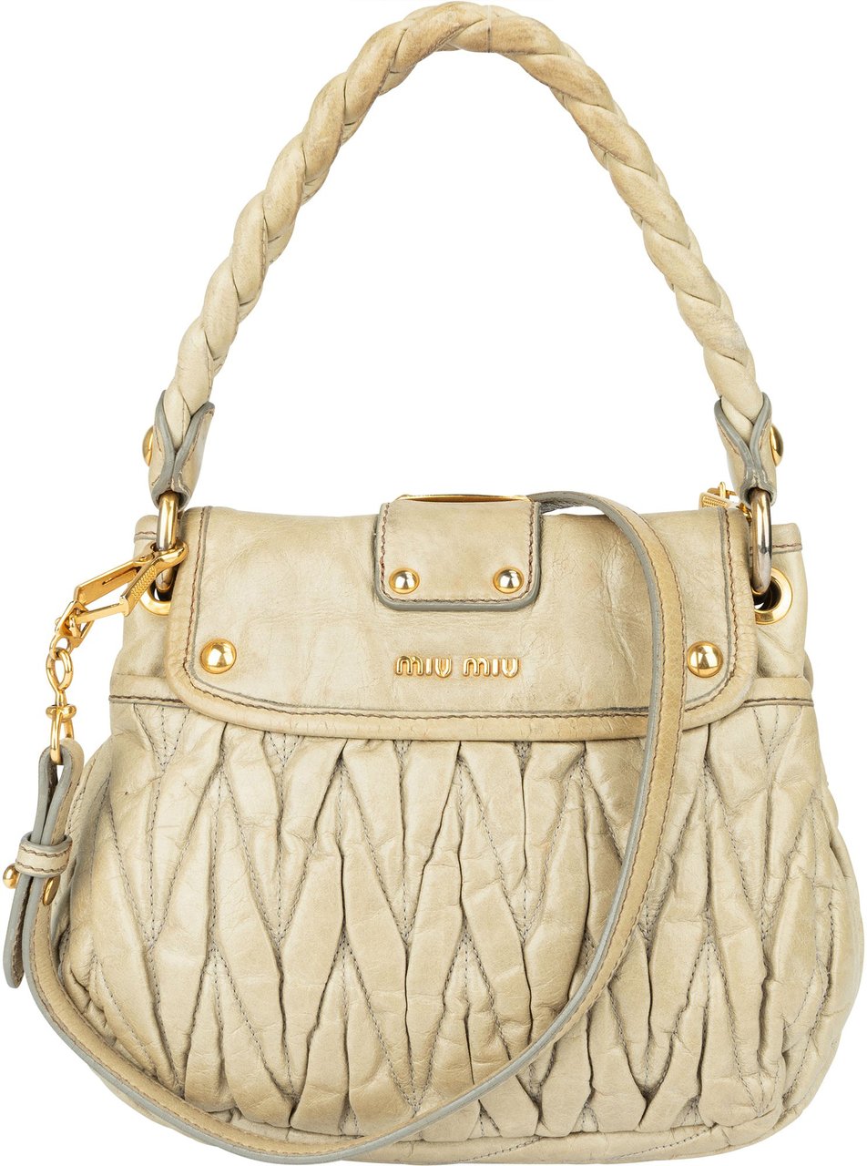 Miu Miu Miu Miu Quilted Leather Handbag Groen