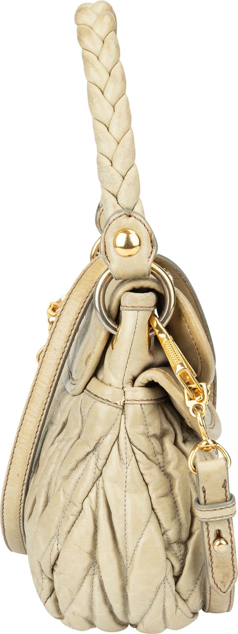Miu Miu Miu Miu Quilted Leather Handbag Groen