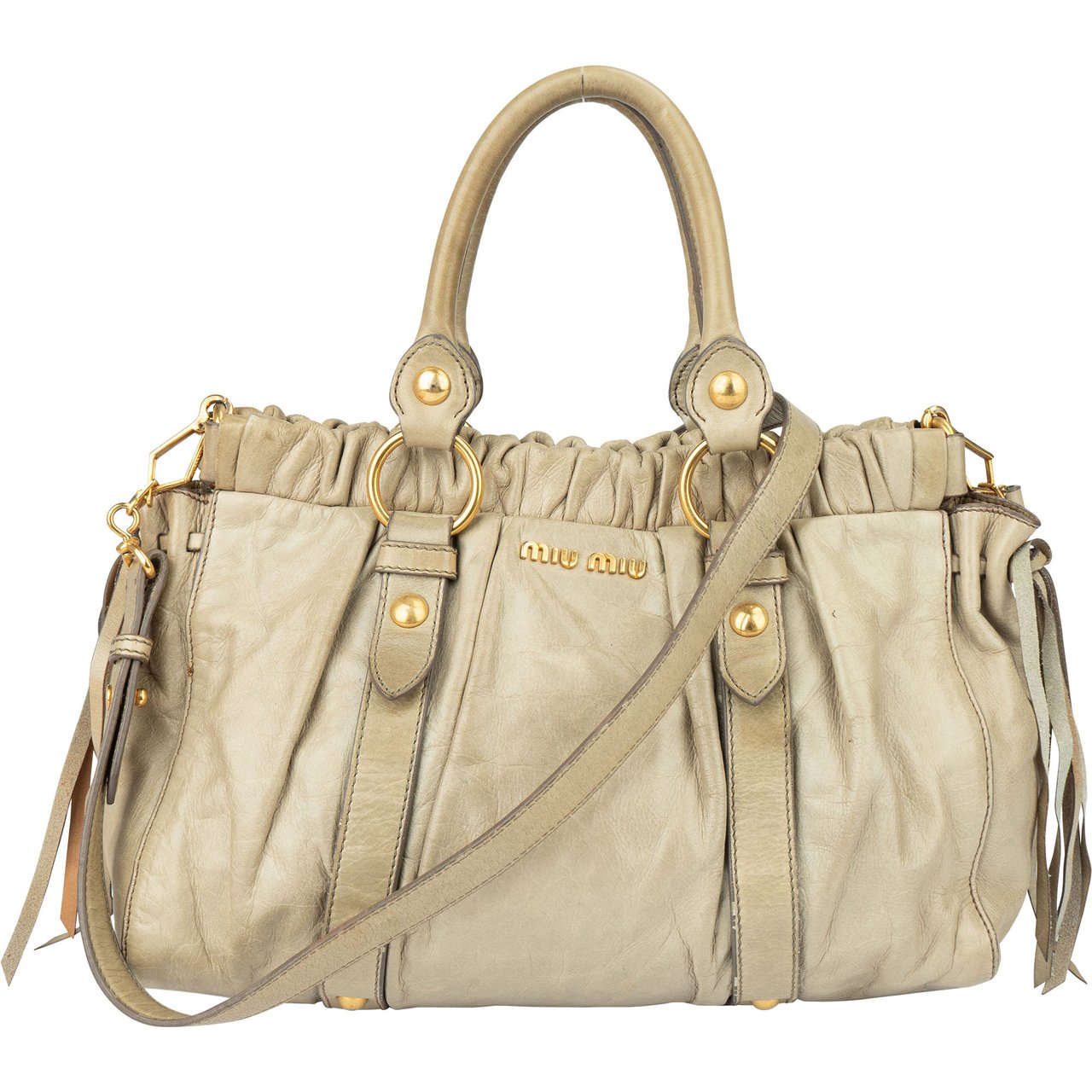 Miu Miu Miu Miu Leather City Handbag Groen