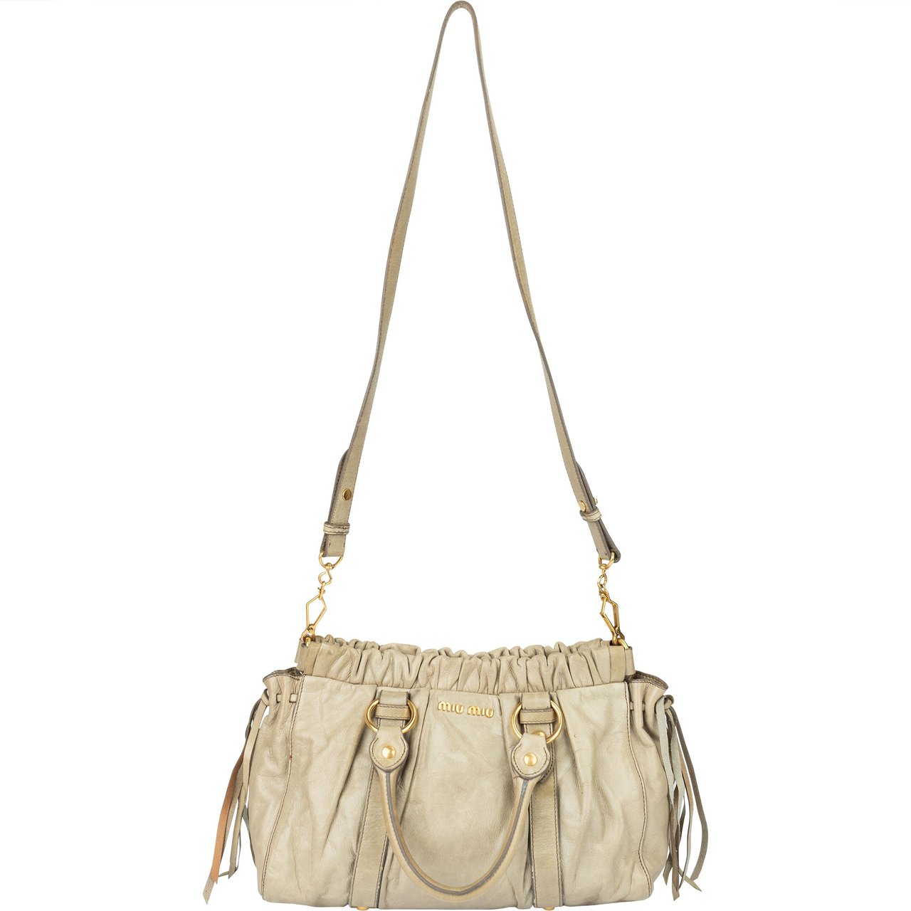 Miu Miu Miu Miu Leather City Handbag Groen