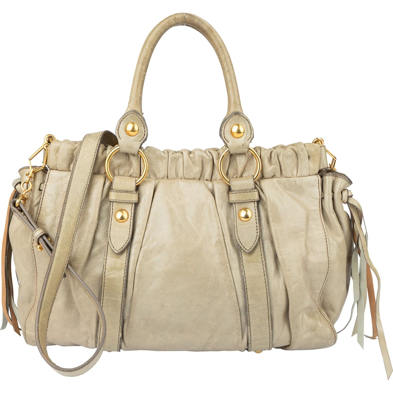 Miu Miu Miu Miu Leather City Handbag Groen