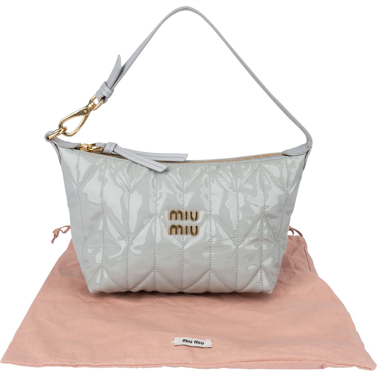 Miu Miu Quilted Patent Mini Handbag Blauw