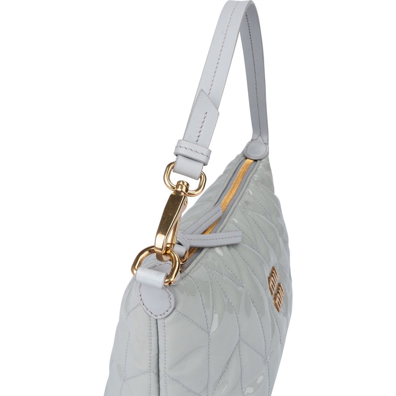 Miu Miu Quilted Patent Mini Handbag Blauw