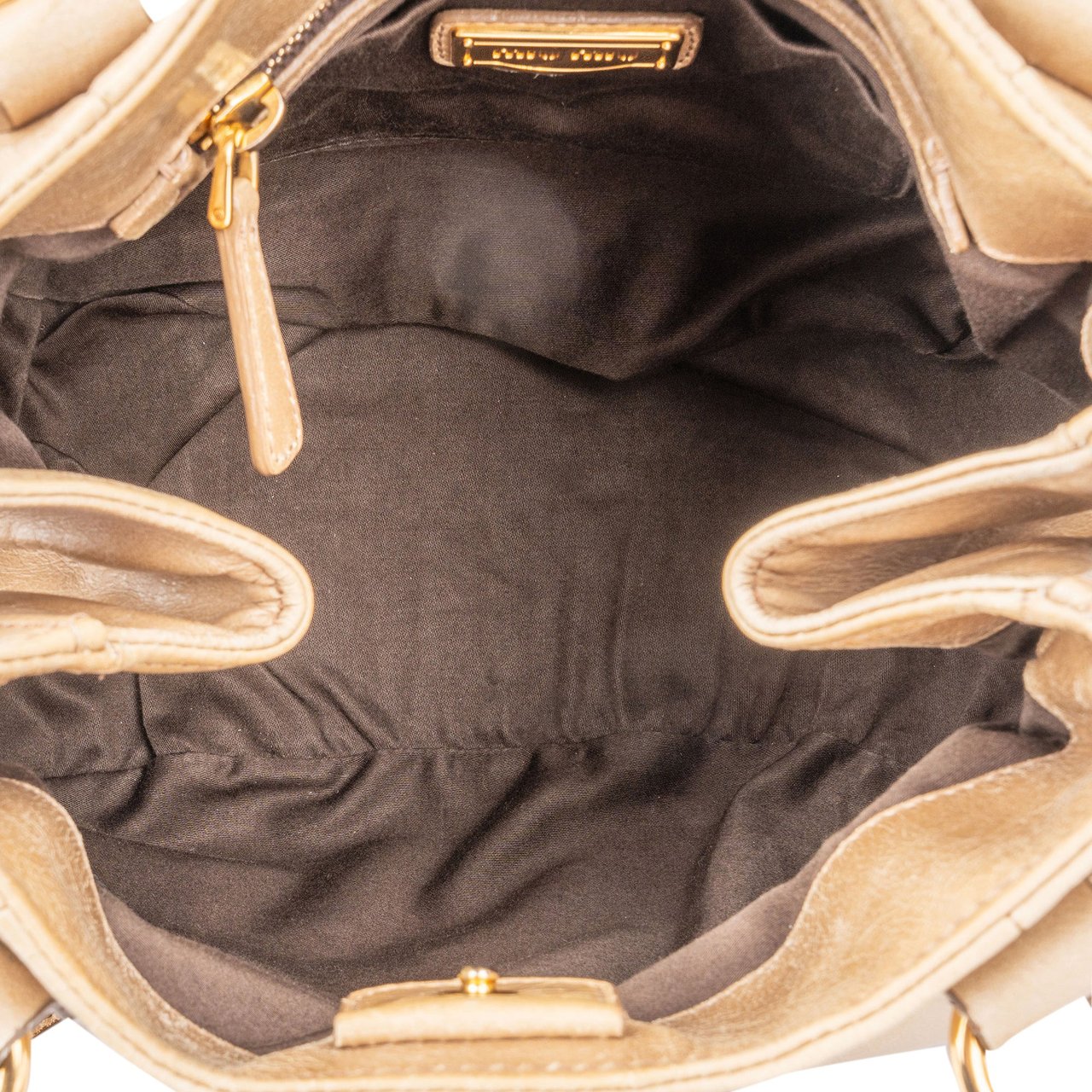 Miu Miu Miu Miu Classic Leather Handbag Beige
