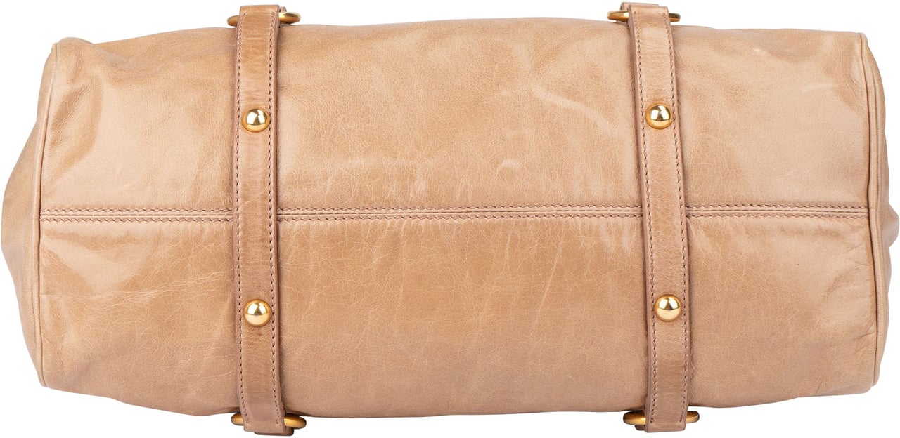 Miu Miu Miu Miu Leather City Handbag Beige