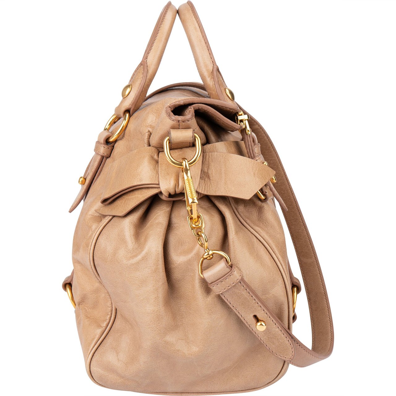 Miu Miu Miu Miu Leather City Handbag Beige