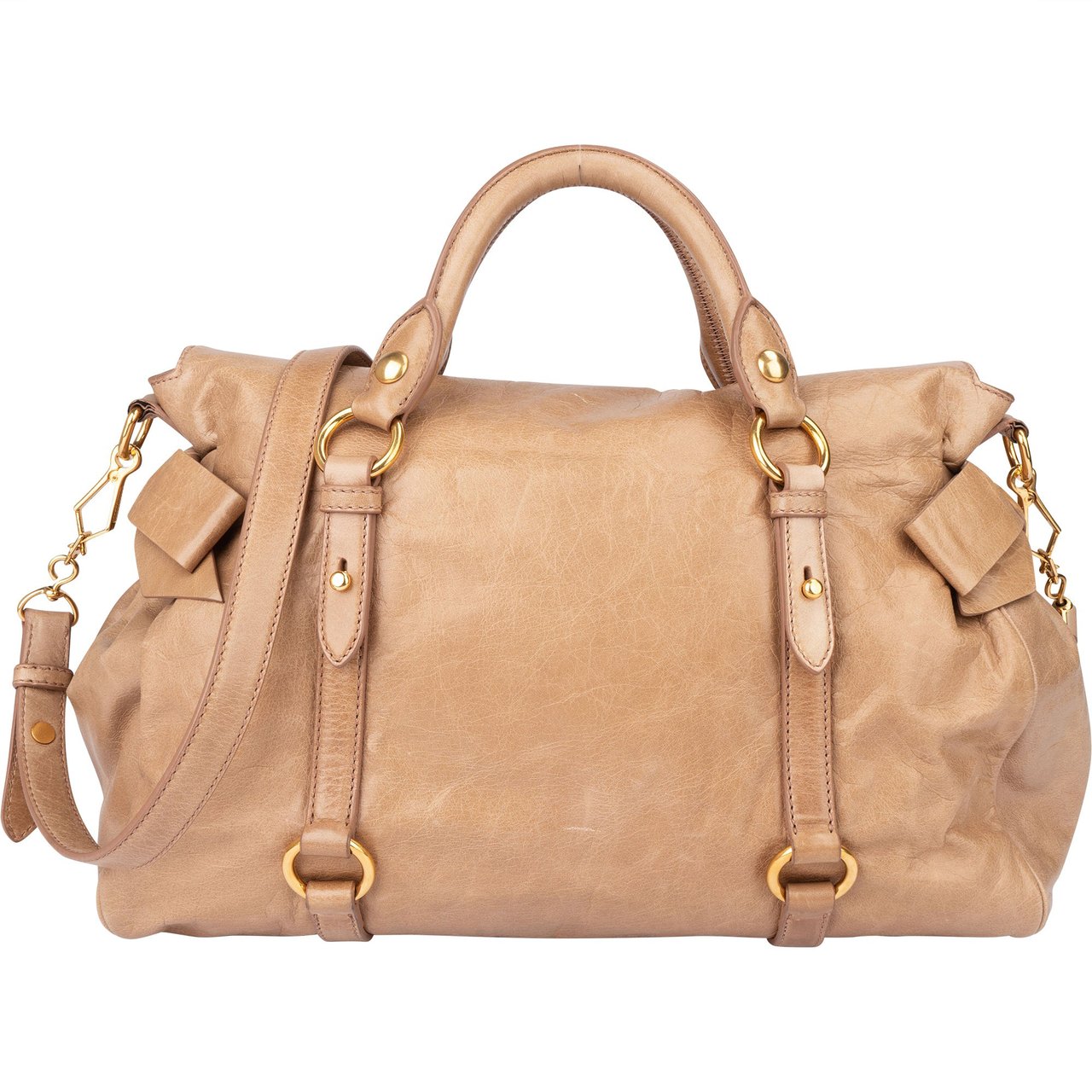 Miu Miu Miu Miu Leather City Handbag Beige