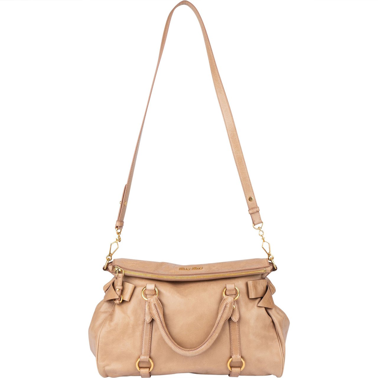 Miu Miu Miu Miu Leather City Handbag Beige