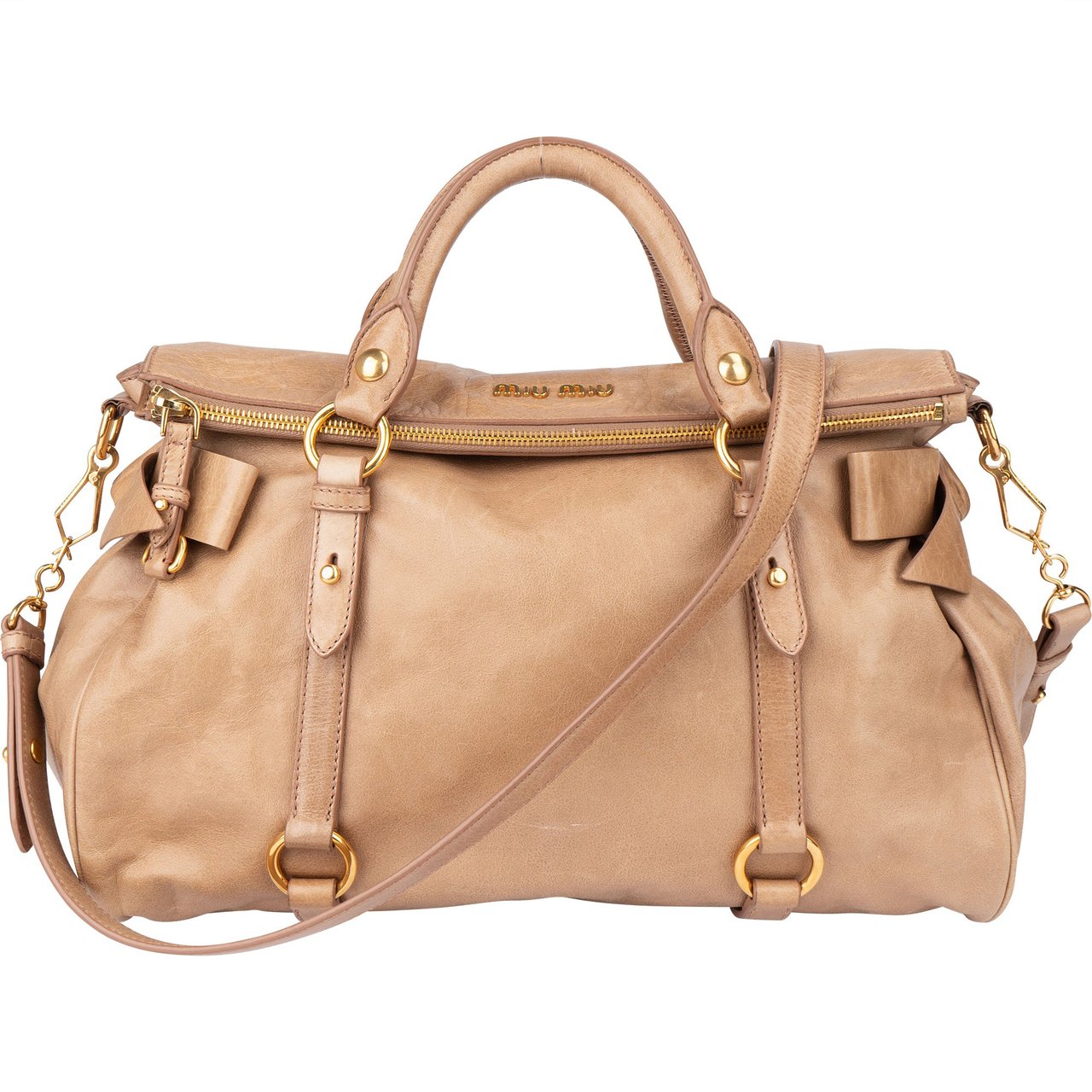 Miu Miu Miu Miu Leather City Handbag Beige