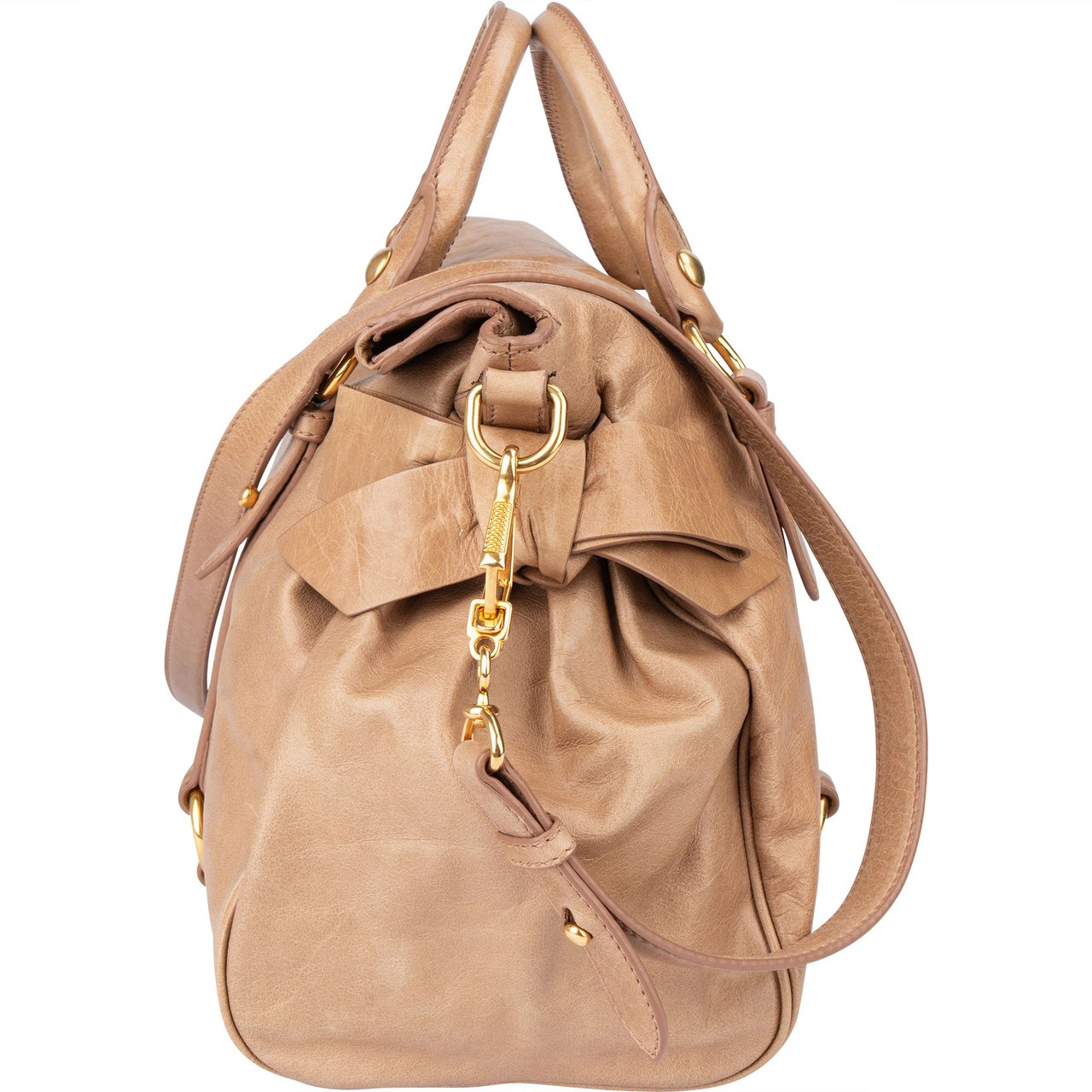 Miu Miu Miu Miu Leather City Handbag Beige