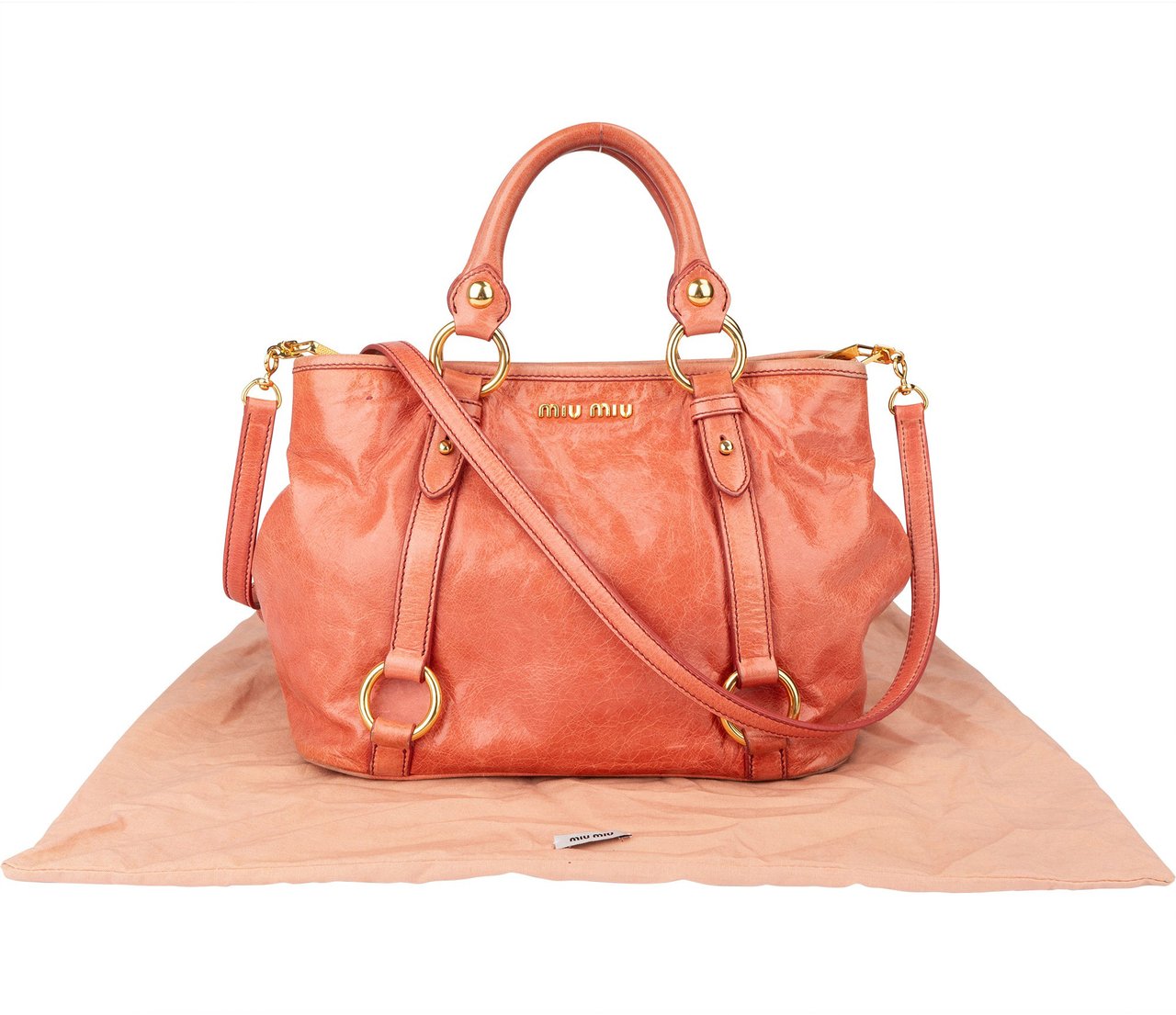 Miu Miu Miu Miu Leather City Handbag Roze