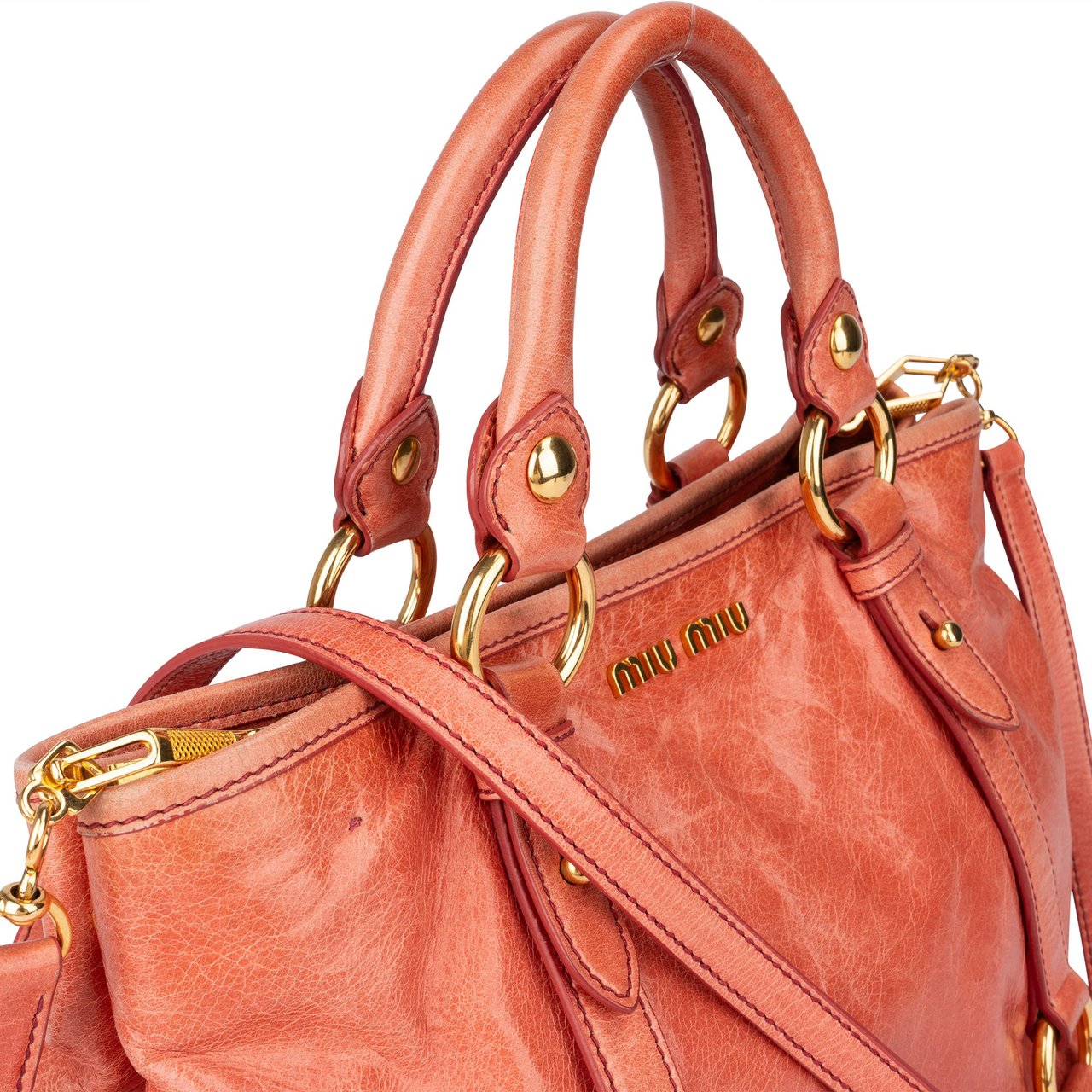 Miu Miu Miu Miu Leather City Handbag Roze