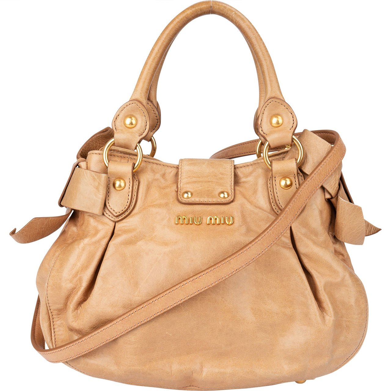 Miu Miu Miu Miu Leather City Handbag Beige
