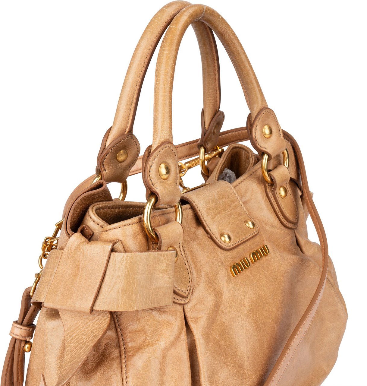 Miu Miu Miu Miu Leather City Handbag Beige