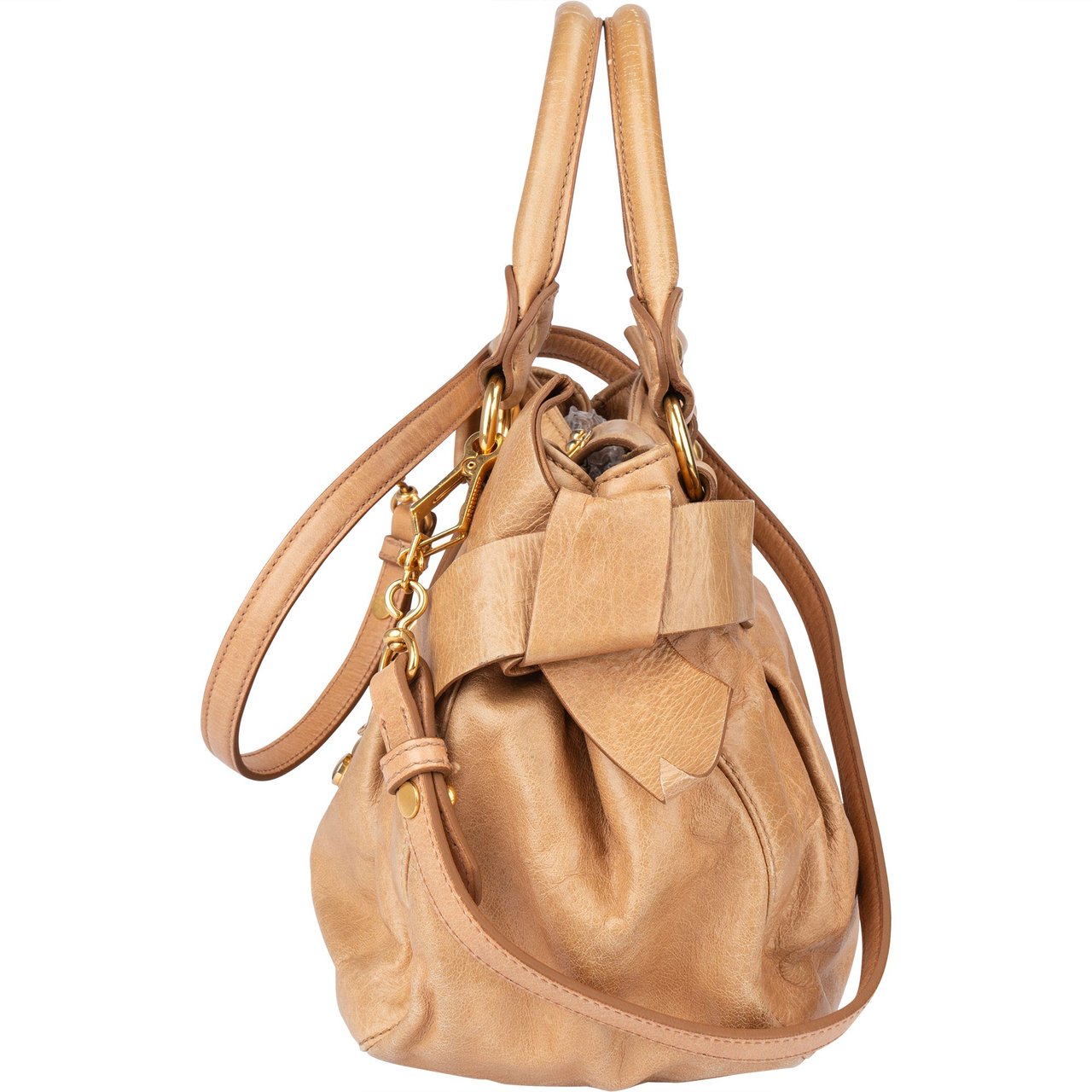 Miu Miu Miu Miu Leather City Handbag Beige