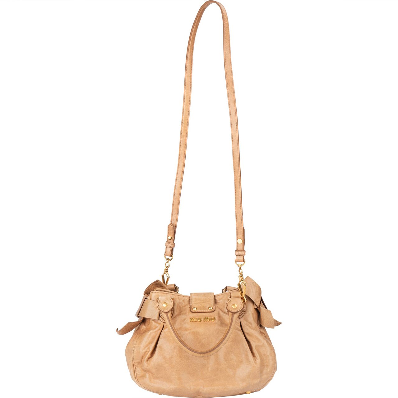Miu Miu Miu Miu Leather City Handbag Beige