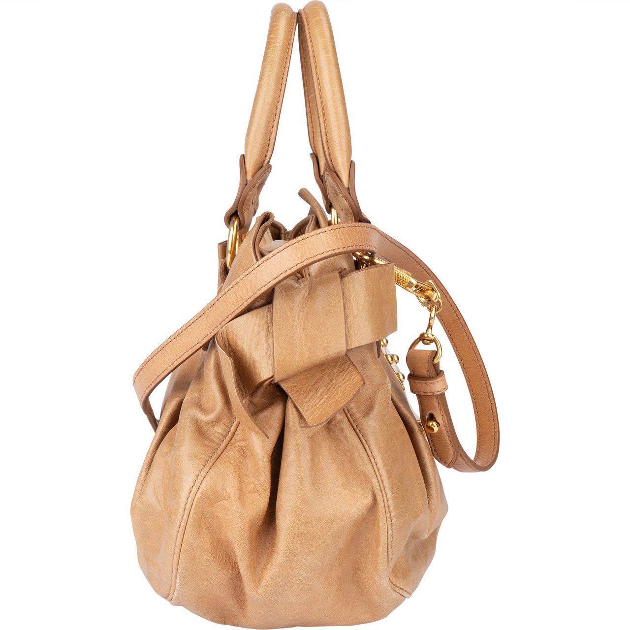 Miu Miu Miu Miu Leather City Handbag Beige