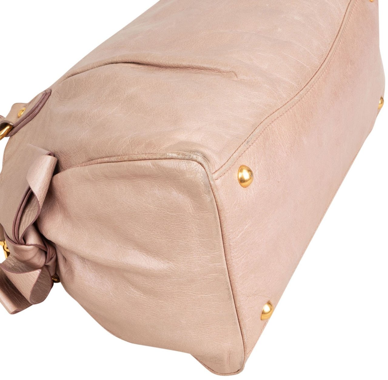 Miu Miu Vitello Lux Leather Bow Handbag Roze