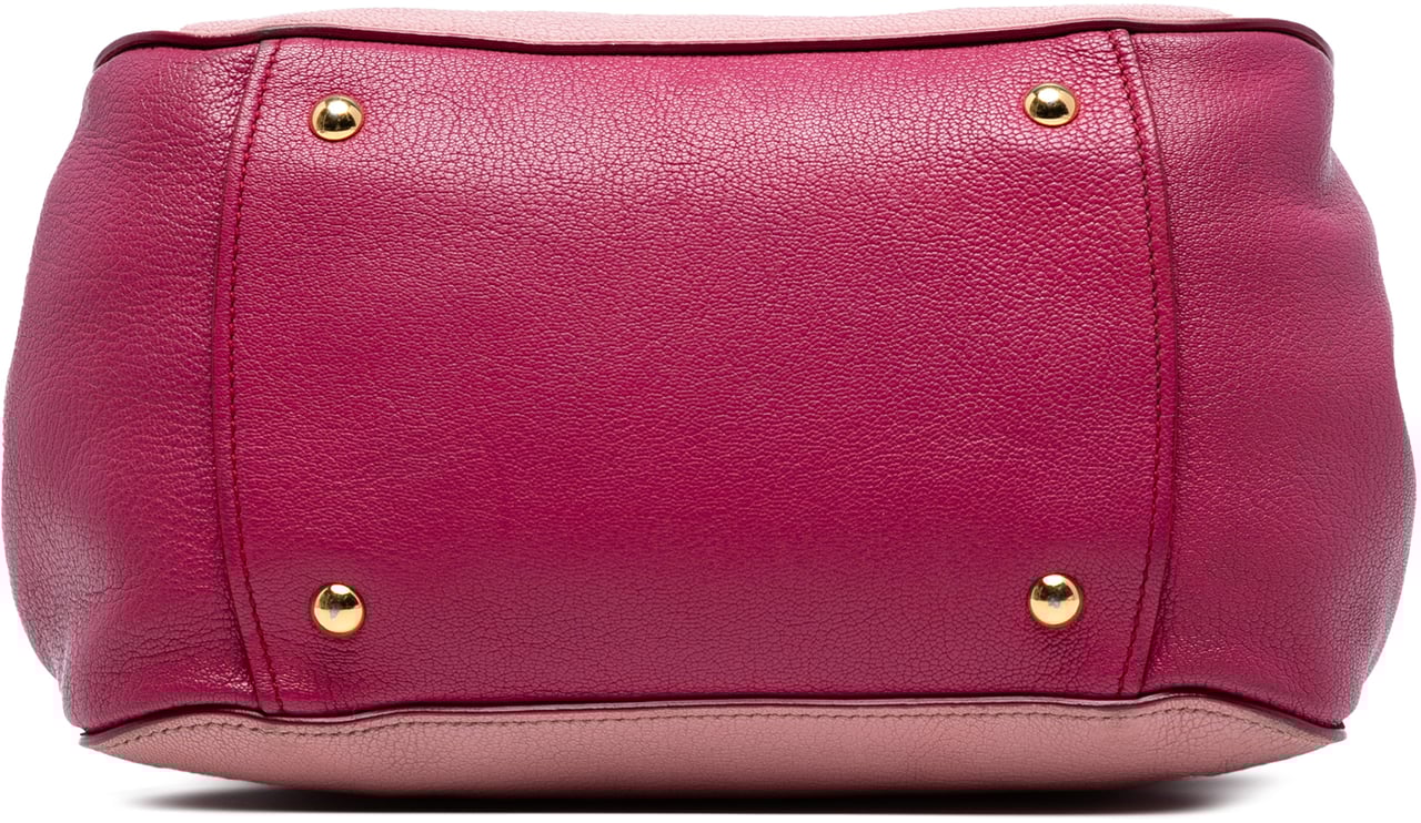 Miu Miu Bicolor Goatskin Madras Bowler Bag Roze