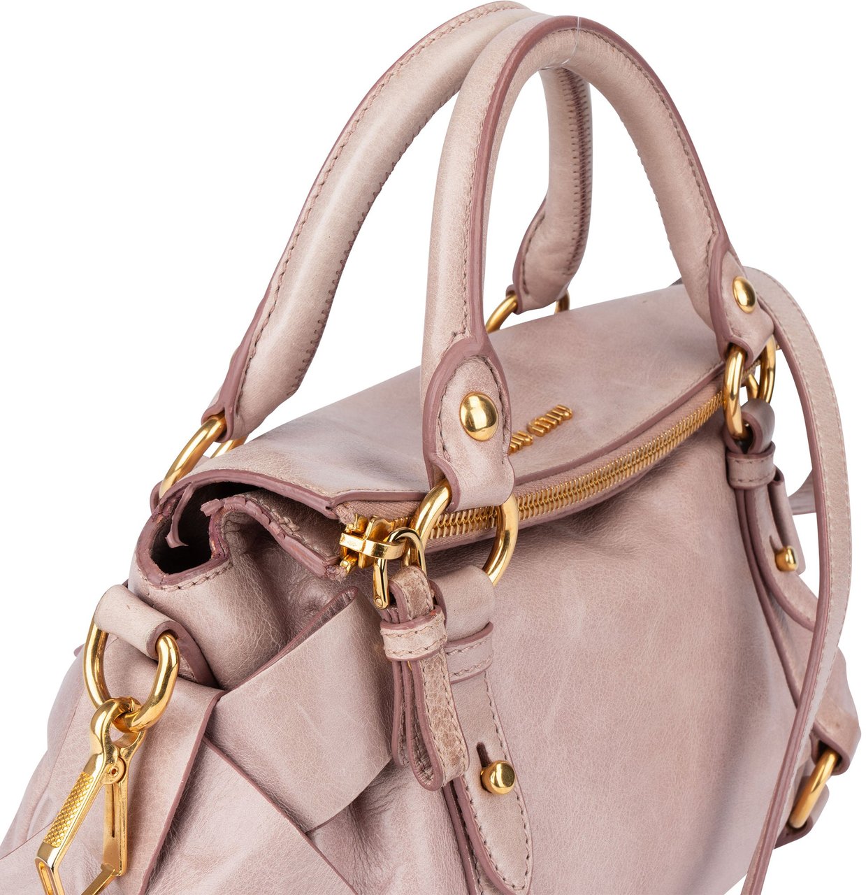 Miu Miu Miu Miu Classic Leather City Hanbag Roze