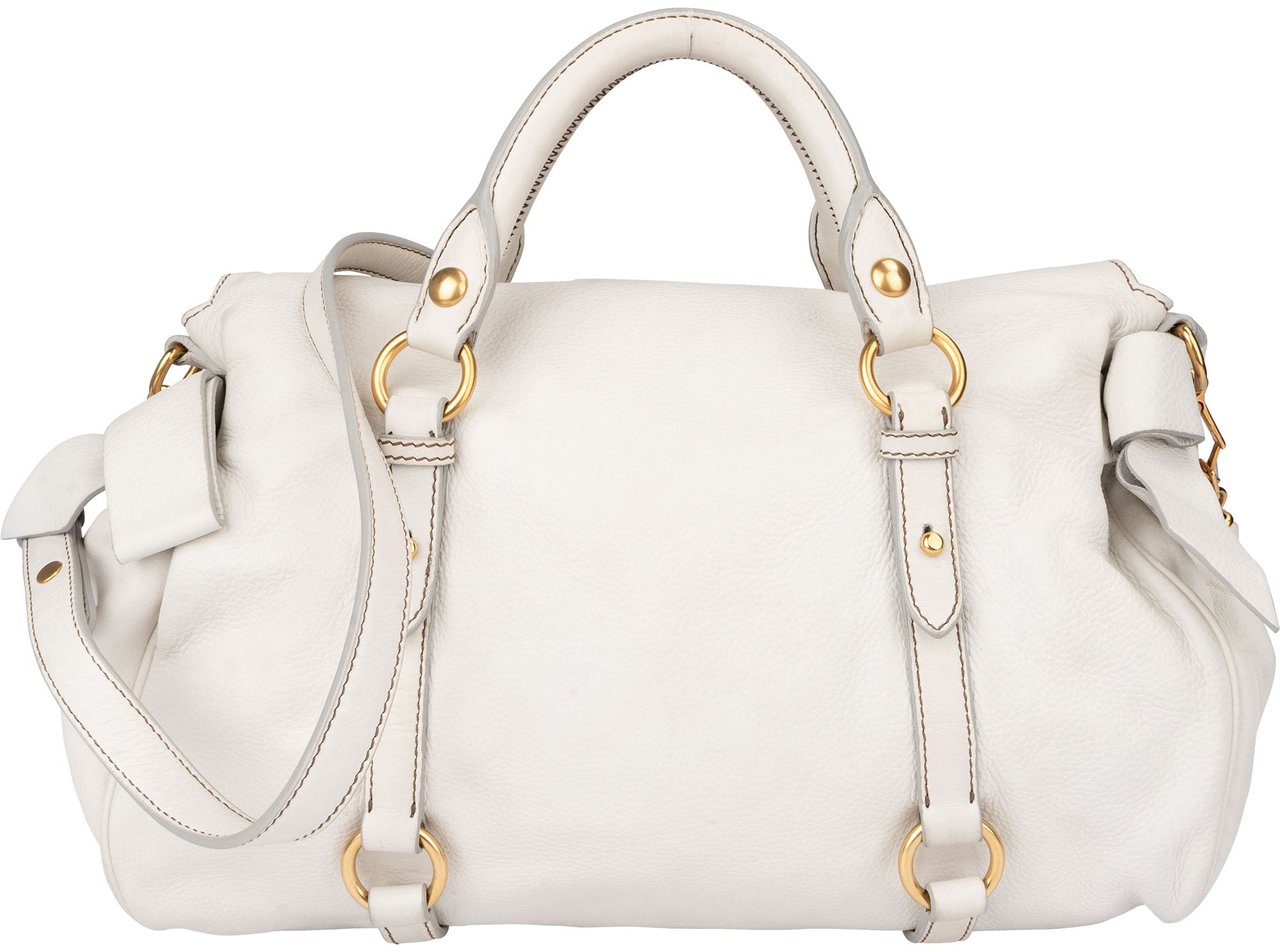 Miu Miu Miu Miu White Leather City Handbag Wit